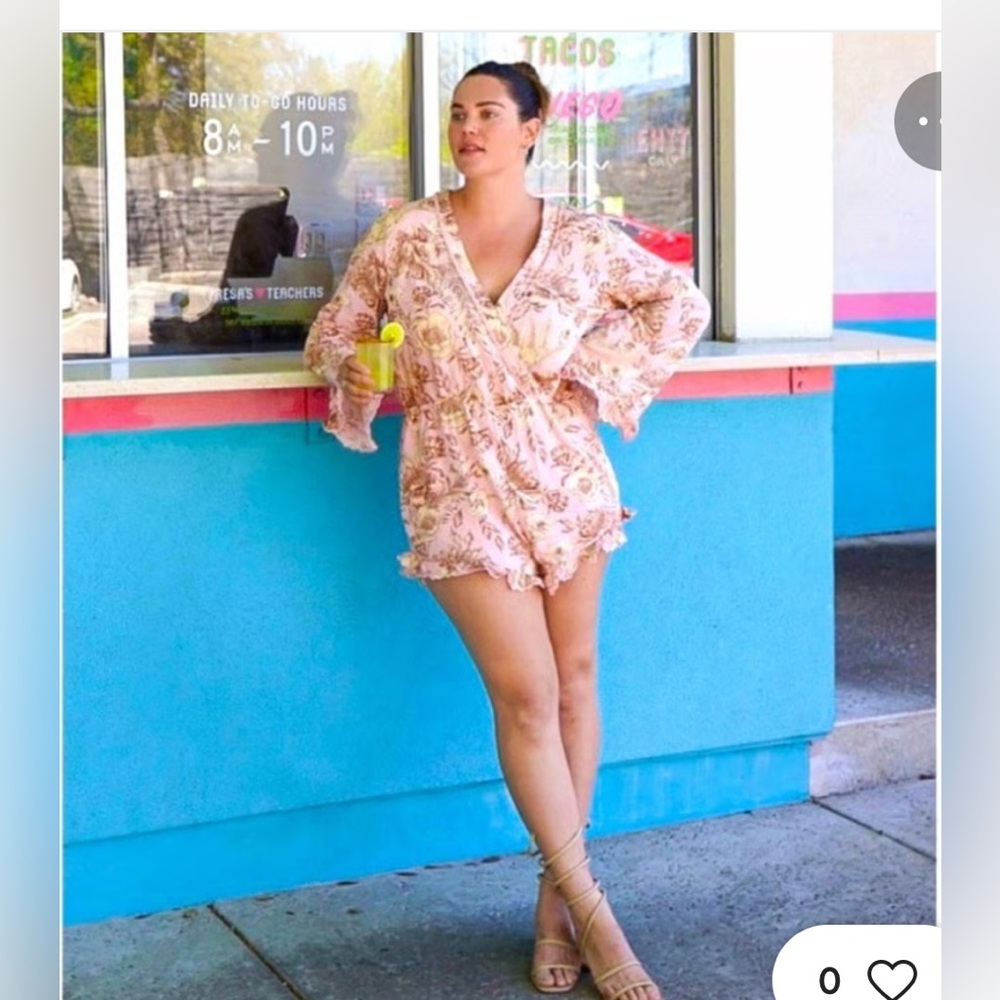 NWT Agua Bendita for Target Coquette Romantic Floral Print Flare Sleeve Romper M